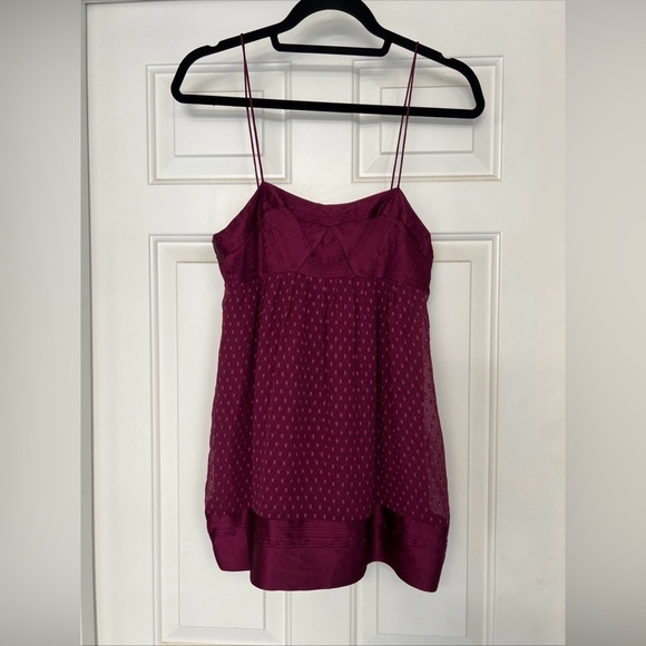 Catherine Malandrino Burgundy Silk Babydoll Cami Top - Picture 3 of 7